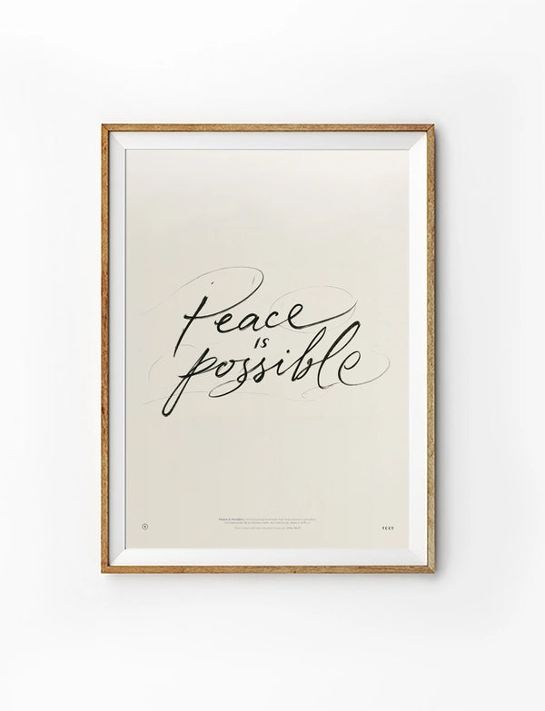 Peace Is Possible Christian poster with elegant black calligraphy on a warm cream background