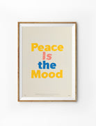Peace Is the Mood Christian poster inspired by Colossians 3:15 in a natural wood frame on a white background