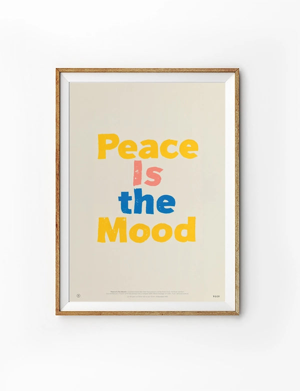 Peace Is the Mood Christian poster with colourful typography on a warm cream background