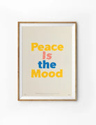 Peace Is the Mood Christian poster with colourful typography on a warm cream background