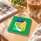 Peace Whole Milk Christian coaster styled in a warm home setting with a drink