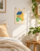 Small Peace Whole Milk wall tapestry in a bright homely reading nook