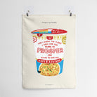 Wall tapestry featuring a creative cup noodle design labeled 'For I know the plans I have for you, plans to prosper you, plans to give you hope and a future,' inspired by Jeremiah 29:11, combining a playful concept with meaningful scripture.