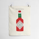 Wall tapestry featuring a chili sauce bottle design with 'Power & Strength' and Psalm 68:35, offering a bold Christian faith message for home decor.