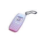 Retro mobile phone acrylic keychain with “CALL JESUS” on the screen, 7.03 cm by 3.49 cm, attached to a dark blue bead chain — faith-inspired Christian gift from The Commandment Co.
