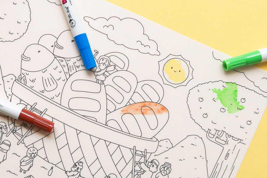 Reusable Bible-themed silicone colouring mat for children, product activity view.