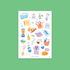 Soul Rest Stickers Sticker Sheet with transparent background featuring faith-inspired self-care and rest-themed designs like “Be Still,” “He Restores Me,” and “Peace and Comfort in God” by The Commandment Co.