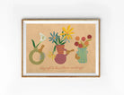 Stay Soft to the Potter’s Mouldings Christian poster by nartellac featuring colourful floral vases and a faith-inspired message