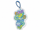 The Good Fruit acrylic keychain with colourful fruit illustration and blue ball chain, designed by Thir.st in collaboration with The Commandment Co.