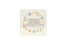 The Lord Is Good Christian wooden coaster with floral circle design by Moojigae Drawing.