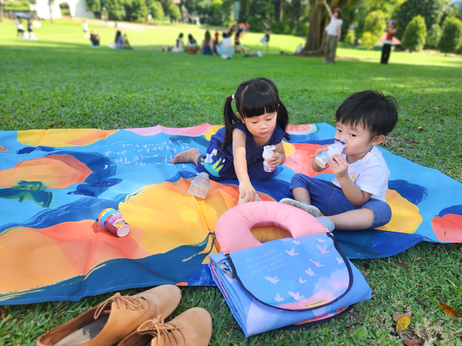 Psalm 121:8 faith-inspired picnic mat, alternate product view.