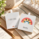 Rainbow Sharing Card Chinese conversation card set with smiling rainbow artwork and front and back packaging on a tabletop