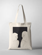“The True Light” Christian tote bag featuring illustration of two people in a boat at sunset, faith-inspired canvas bag.