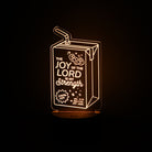 Christian night light shaped like a juice box engraved with ‘The Joy of the Lord Is My Strength’ from Nehemiah 8:10 – faith-inspired LED lamp from The Commandment Co