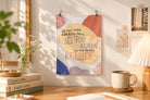Then You Will Rejoice small wall tapestry clipped to a wall above a desk.