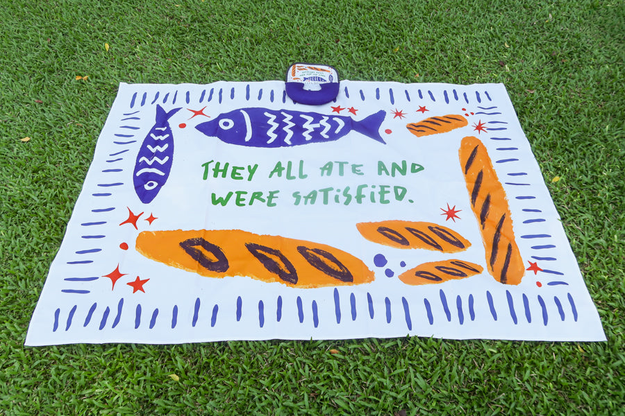 They All Ate and Were Satisfied poly-cotton picnic mat