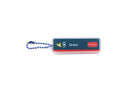 Front view of Train Station Grace Christian acrylic keychain featuring Ephesians 2:8 and blue ball chain
