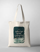 Trust in You CollabPlus+ tote bag with Psalm 56:3 ocean waves artwork and hand-lettered faith message by Kristen Kiong
