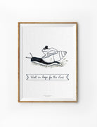 Christian poster featuring “Wait in hope for the Lord” with a whimsical frog and snail illustration