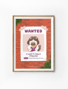 A playful illustration of a 'Wanted' poster featuring a cute character resembling Jesus holding a basket of treasures. The poster humorously reads 'A Wolf in Jesus Disguise' and 'Ticket to the Way of Truth,' set against a brick wall background.