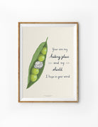 Christian poster featuring “You are my hiding place and my shield, I hope in your word” with pea pod illustration
