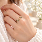 You Are The Branches bronze Christian branch ring worn on hand in warm natural light
