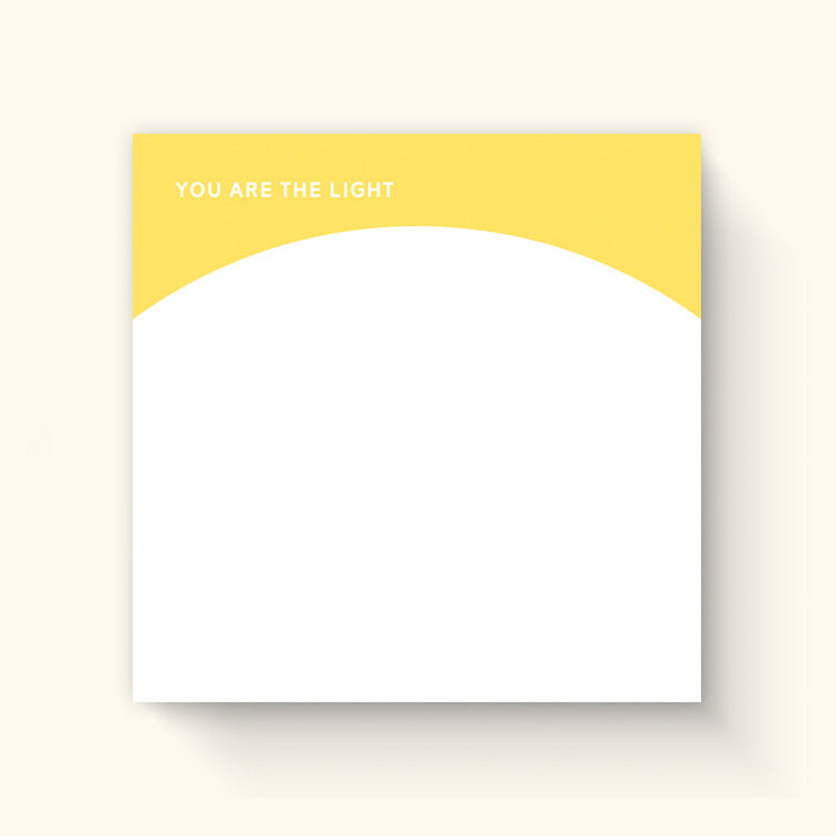 Yellow sticky note design with the text 'You Are the Light' at the top, featuring a minimalist and faith-inspired layout, perfect for Christian stationery and gifts