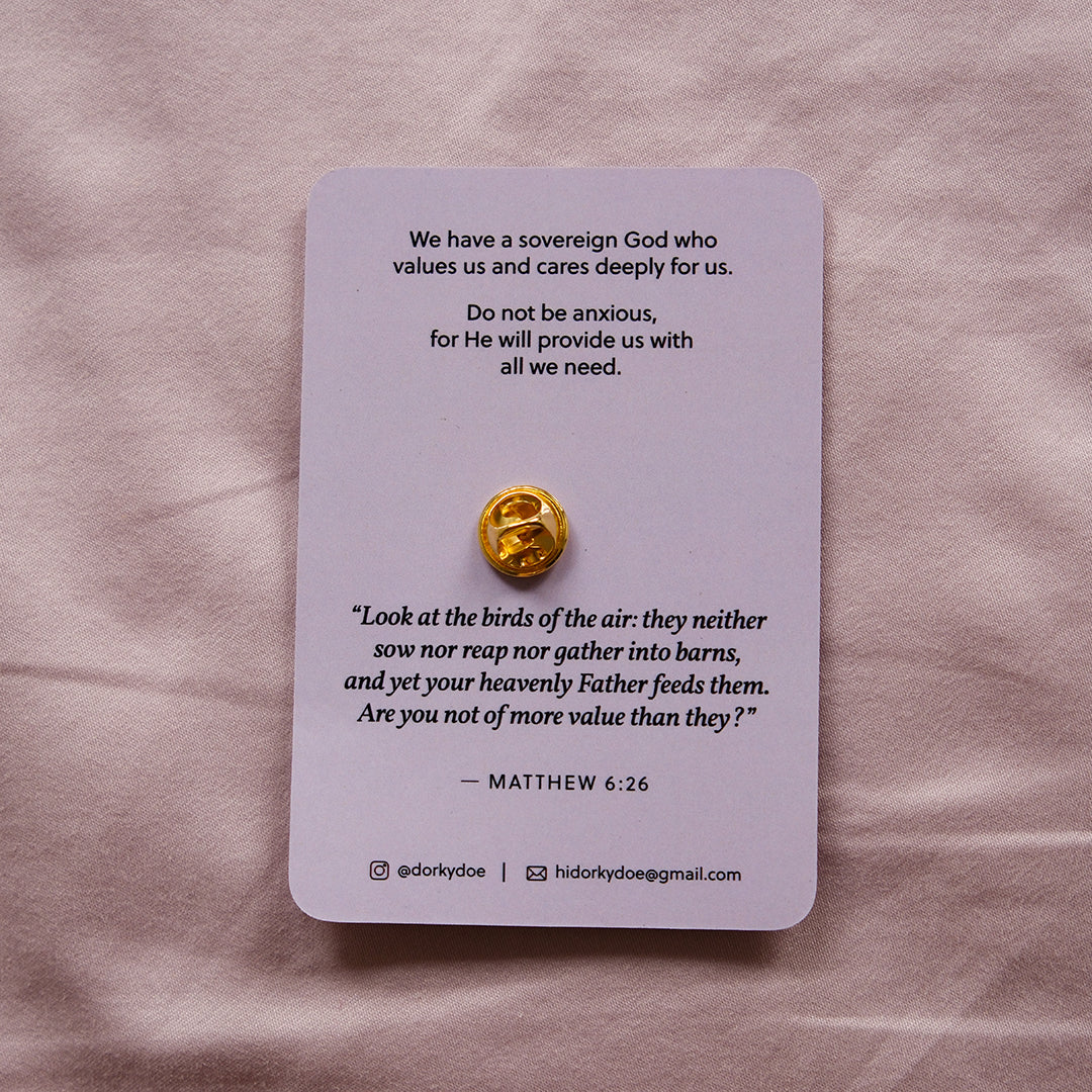 You Are Worthy Christian enamel pin by Dorky Doe, detail view.