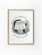 Christian poster featuring “Your testimonies are a joy to my heart” with a black cat holding a good news newspaper