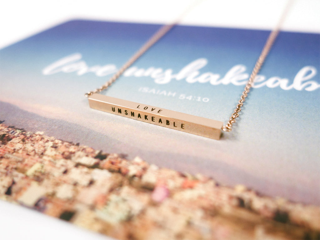 Love unshakeable necklace in rose gold by J&Co Foundry