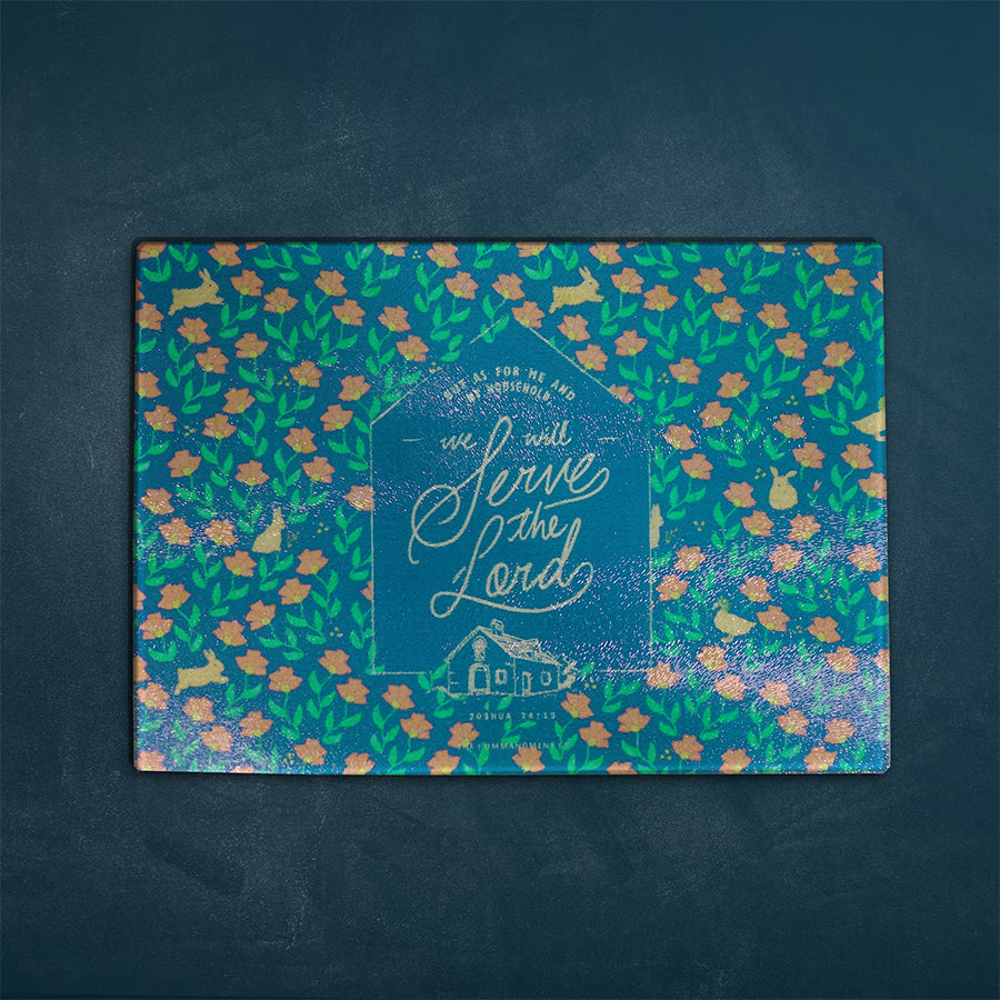 Inspirational cutting board featuring bible verses. Great collectible for kitchen accessories. Multipurpose and can be used as cheese board and presentation platter. ‘As for me and my household, we will serve the Lord.’