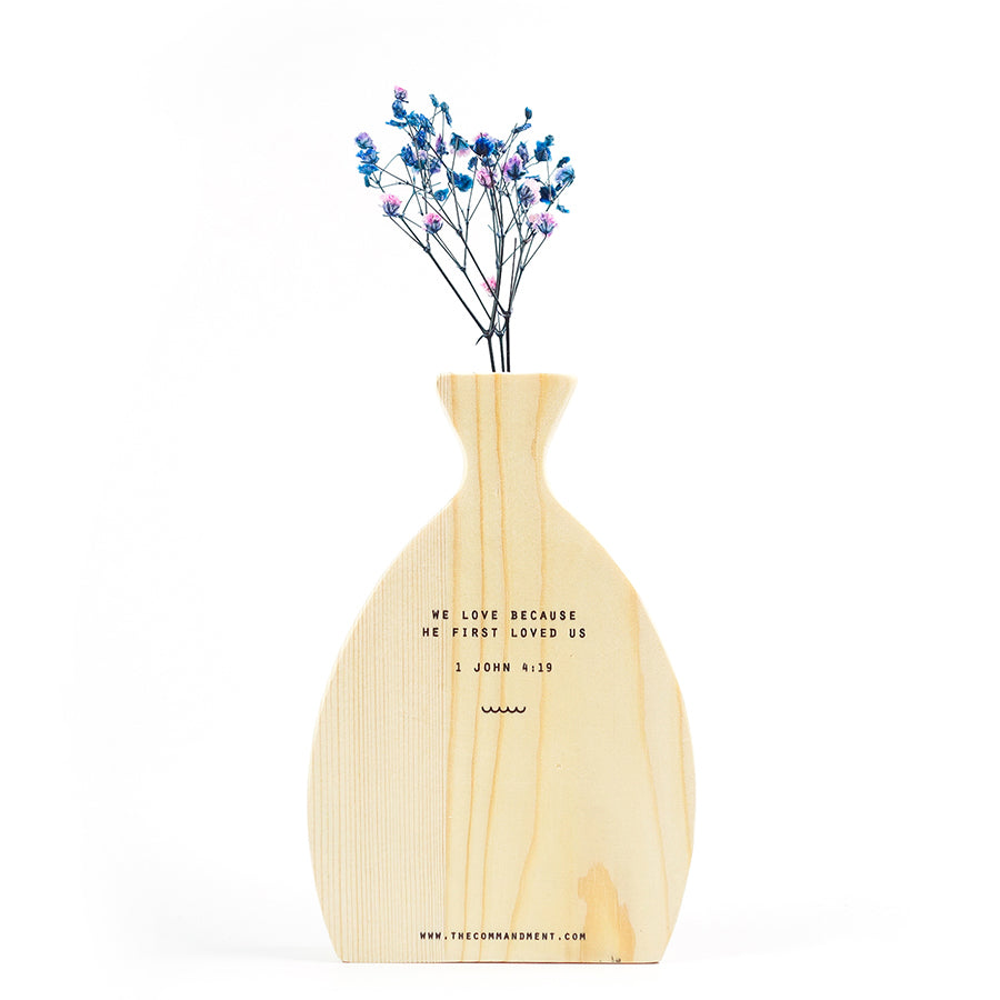 We Love Because He First Loved Us {Wooden Vase} - by The Commandment Co, The Commandment Co , Singapore Christian gifts shop