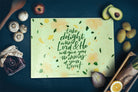Cutting board with inspirational messages will remind us to be grateful for the feast laid before us. Great motivational cutting board.