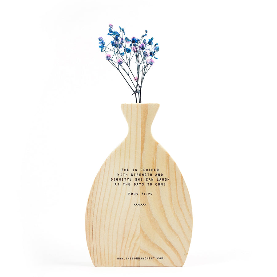 Strength & Dignity {Wooden Vase} - by The Commandment Co, The Commandment Co , Singapore Christian gifts shop