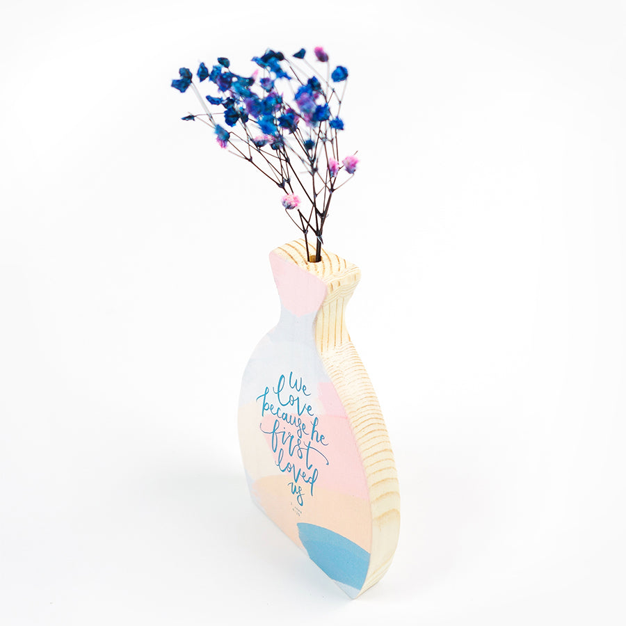 We Love Because He First Loved Us {Wooden Vase} - by The Commandment Co, The Commandment Co , Singapore Christian gifts shop