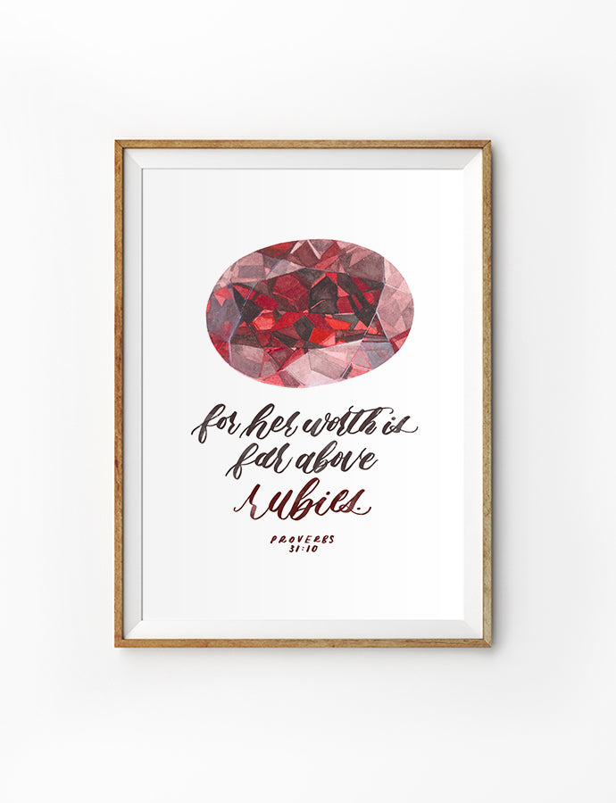 Worth Far Above Rubies {Poster} - Posters by Flowering Words, The Commandment Co , Singapore Christian gifts shop