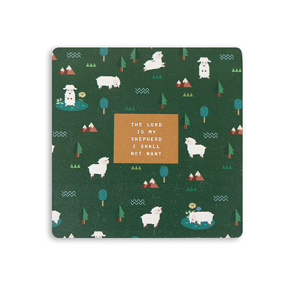 Coaster with bible verse The Lord is my Shepherd. Christian art gift ideas.