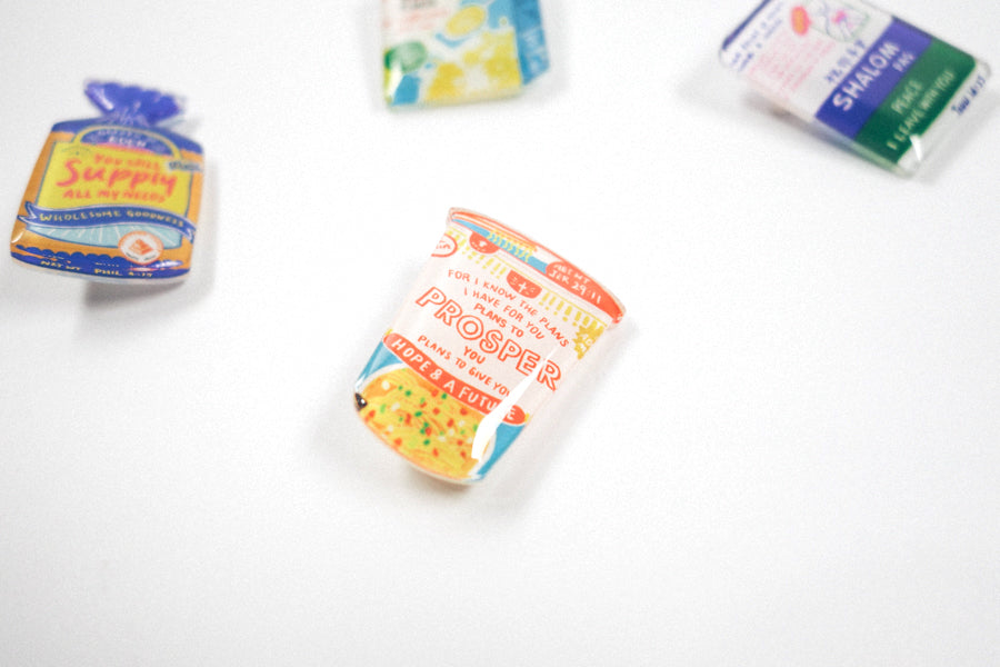 Cup Noodles Prosper {LOVE SUPERMARKET Pin} - Accessories by Hey New Day, The Commandment Co