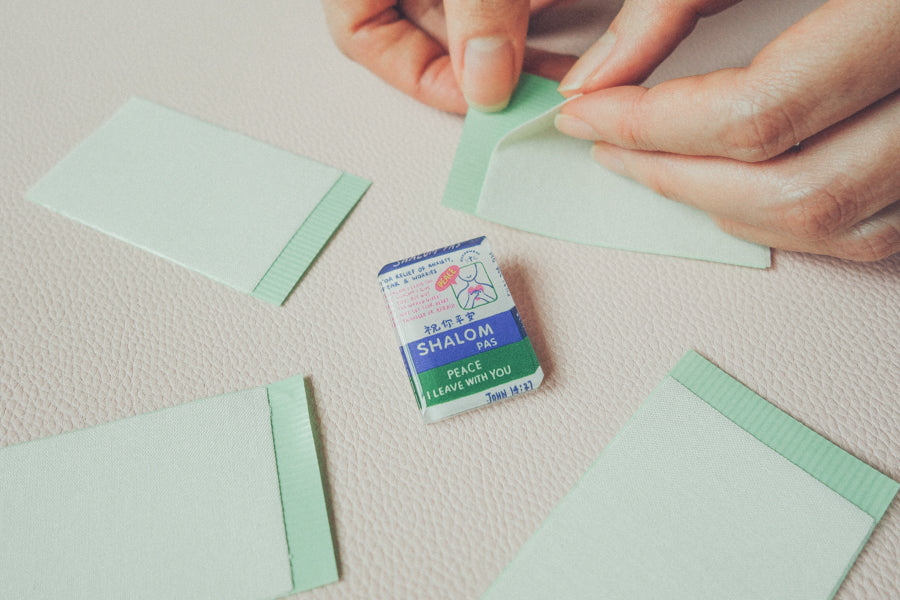 Salonpas inspired motivational message acrylic pin, shalom pas.