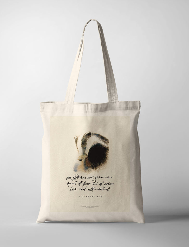 cute badger christian content design tote bag