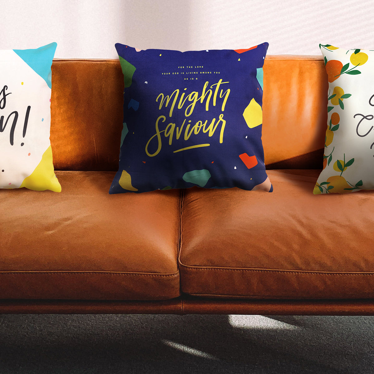 He Is A Mighty Saviour {Cushion Cover} - Cushion Covers by The Commandment Co, The Commandment Co , Singapore Christian gifts shop