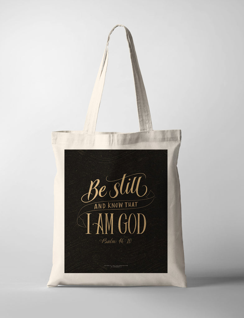 Be Still And Know {Tote Bag} - tote bag by Ink Scripture, The Commandment Co , Singapore Christian gifts shop