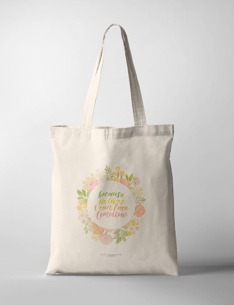 Because He Lives {Tote Bag} - tote bag by Flowering Words, The Commandment Co