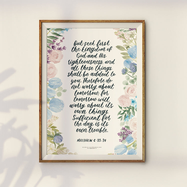 But Seek First The Kingdom {Poster} - Posters by Flowering Words, The Commandment Co , Singapore Christian gifts shop