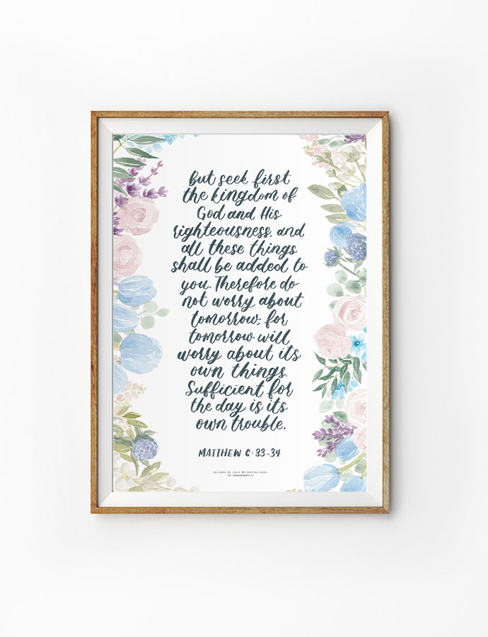 But Seek First The Kingdom {Poster} - Posters by Flowering Words, The Commandment Co , Singapore Christian gifts shop