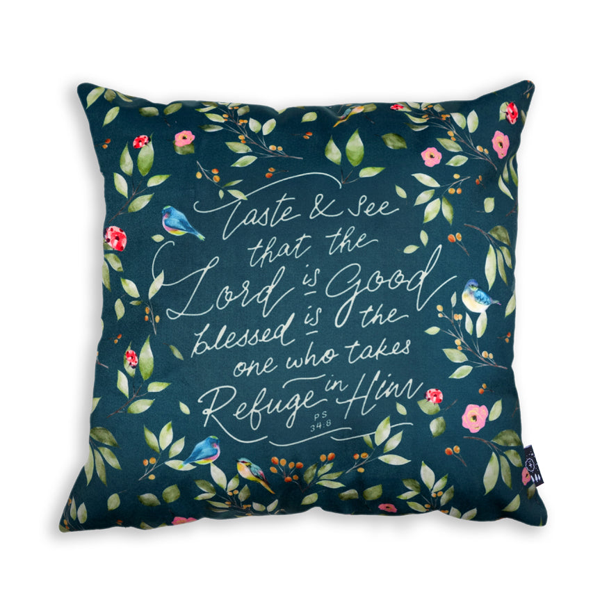 Blessed is the one who takes refuge in Him {Cushion Cover} - Cushion Covers by The Commandment Co, The Commandment Co , Singapore Christian gifts shop