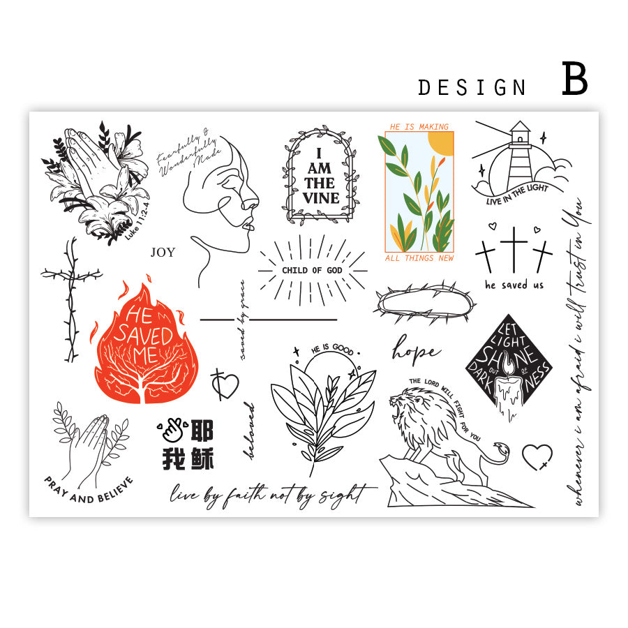 Temporary Tattoos Sheet - Tattoo by The Commandment Co, The Commandment Co , Singapore Christian gifts shop