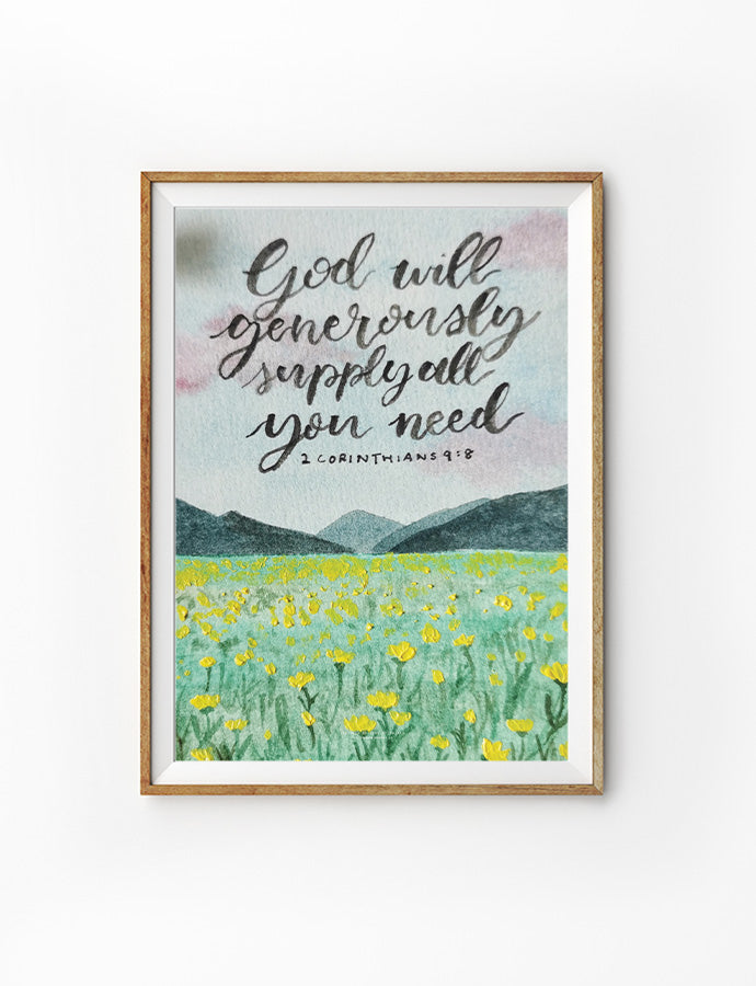 God Will Generously Supply All Your Needs {Poster} - Posters by P.Paints, The Commandment Co , Singapore Christian gifts shop