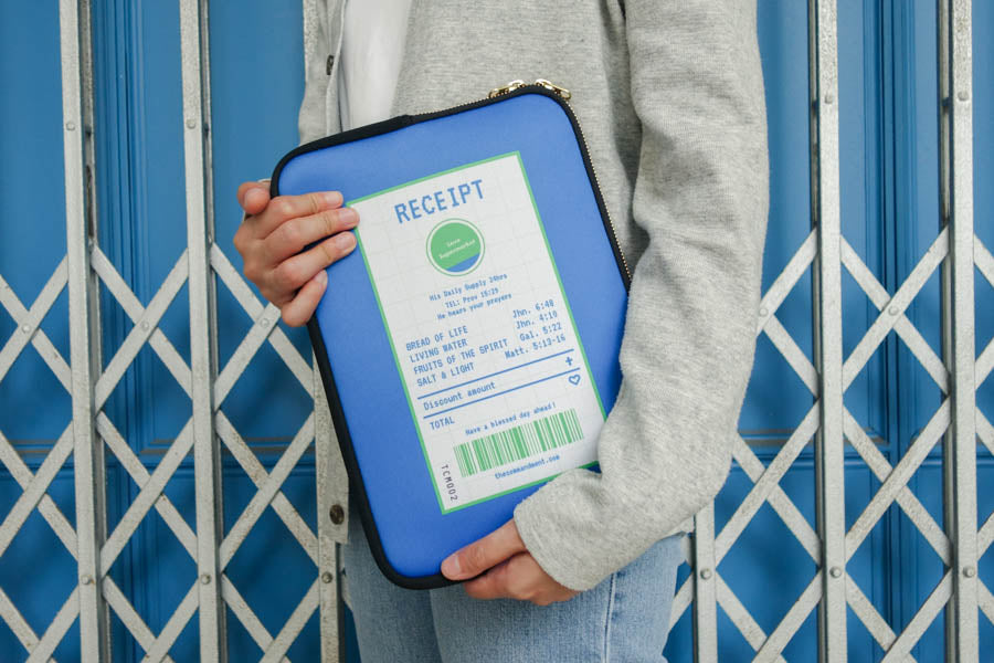 Shalom Pas | Laptop Sleeve {LOVE SUPERMARKET} - Laptop Sleeve by The Commandment Co, The Commandment Co , Singapore Christian gifts shop