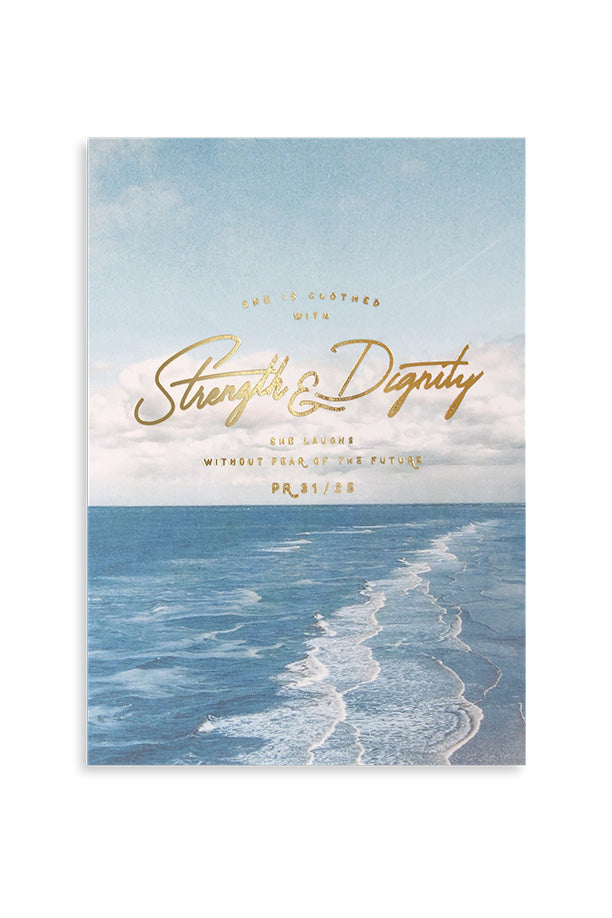 She is clothed with strength and dignity, she laughs at the time to come | greeting cards for girls